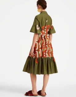 La DoubleJ Vestiti<Choux Midi DressPrometheus Plac&eacute;e Camouflage in Summer Poplin