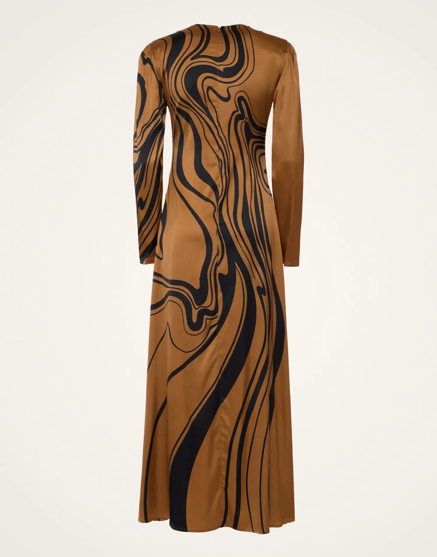 La DoubleJ Vestiti<Clingy SwingBig Blooms Placée Brown in Stretch Satin