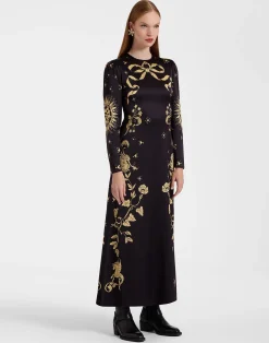La DoubleJ Vestiti<Clingy Swing DressBoboli Placée Black in Stretch Satin