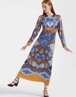 La DoubleJ Vestiti<Clingy Swing DressPortal Placée Light Blue in Stretch Satin