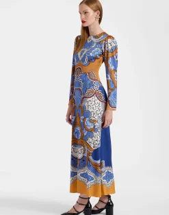 La DoubleJ Vestiti<Clingy Swing DressPortal Plac&eacute;e Light Blue in Stretch Satin