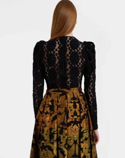 La DoubleJ Camicie E Top<Clingy TopSolid Black in Stretch Lace