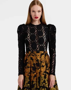 La DoubleJ Camicie E Top<Clingy TopSolid Black in Stretch Lace