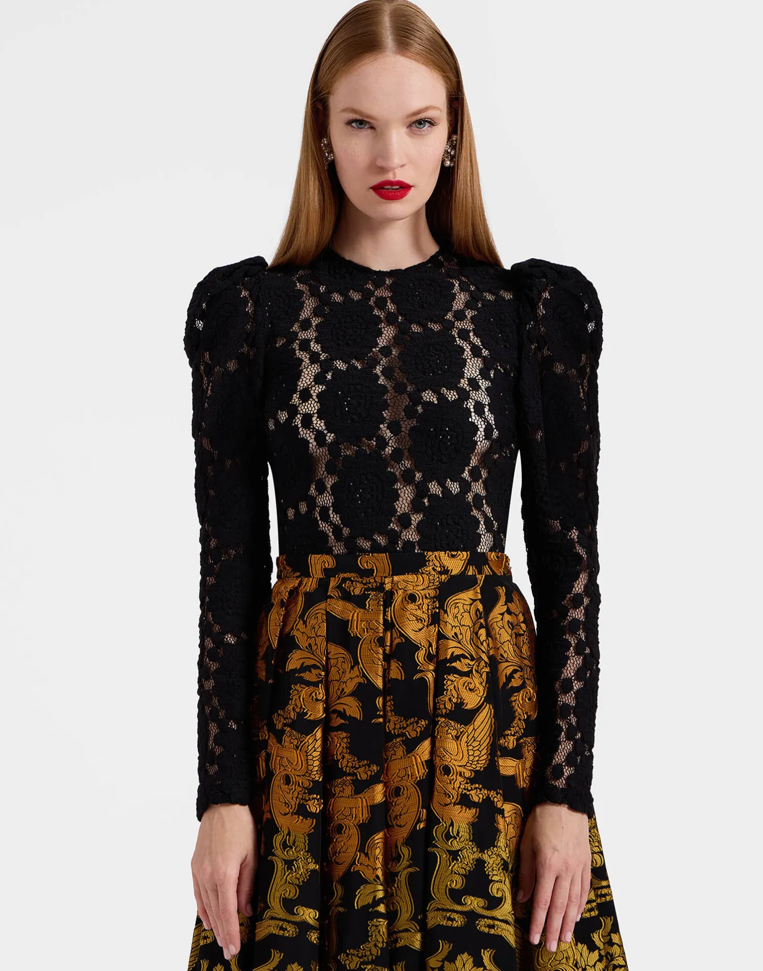 La DoubleJ Camicie E Top<Clingy TopSolid Black in Stretch Lace