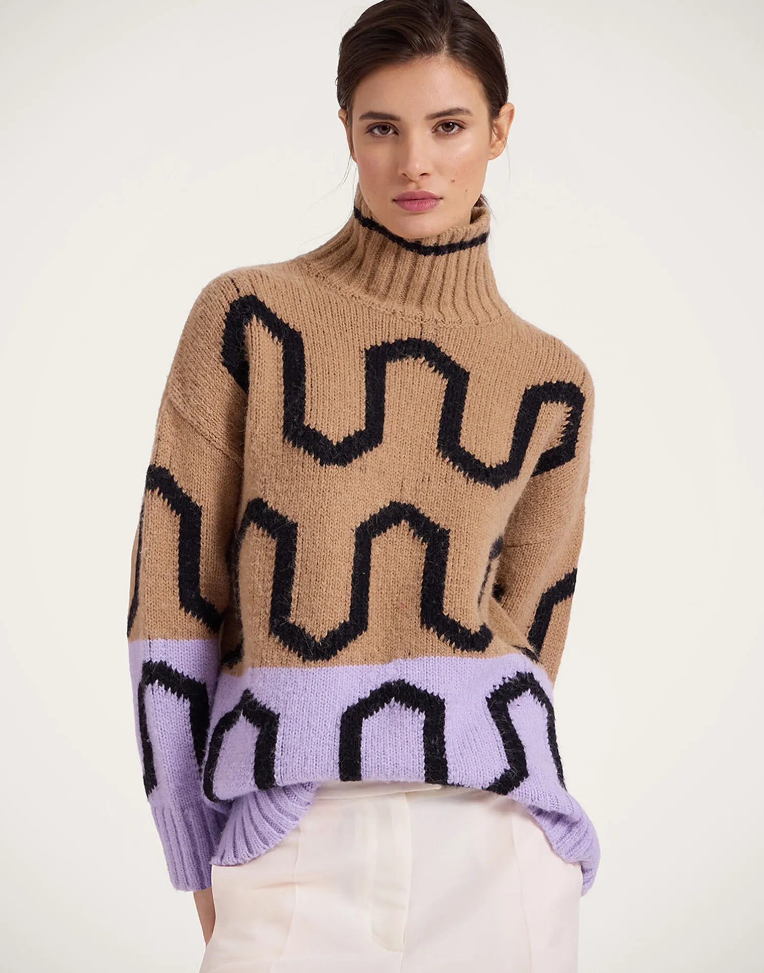 La DoubleJ Maglieria<Comber TurtleneckCamel & Lilac in Wool