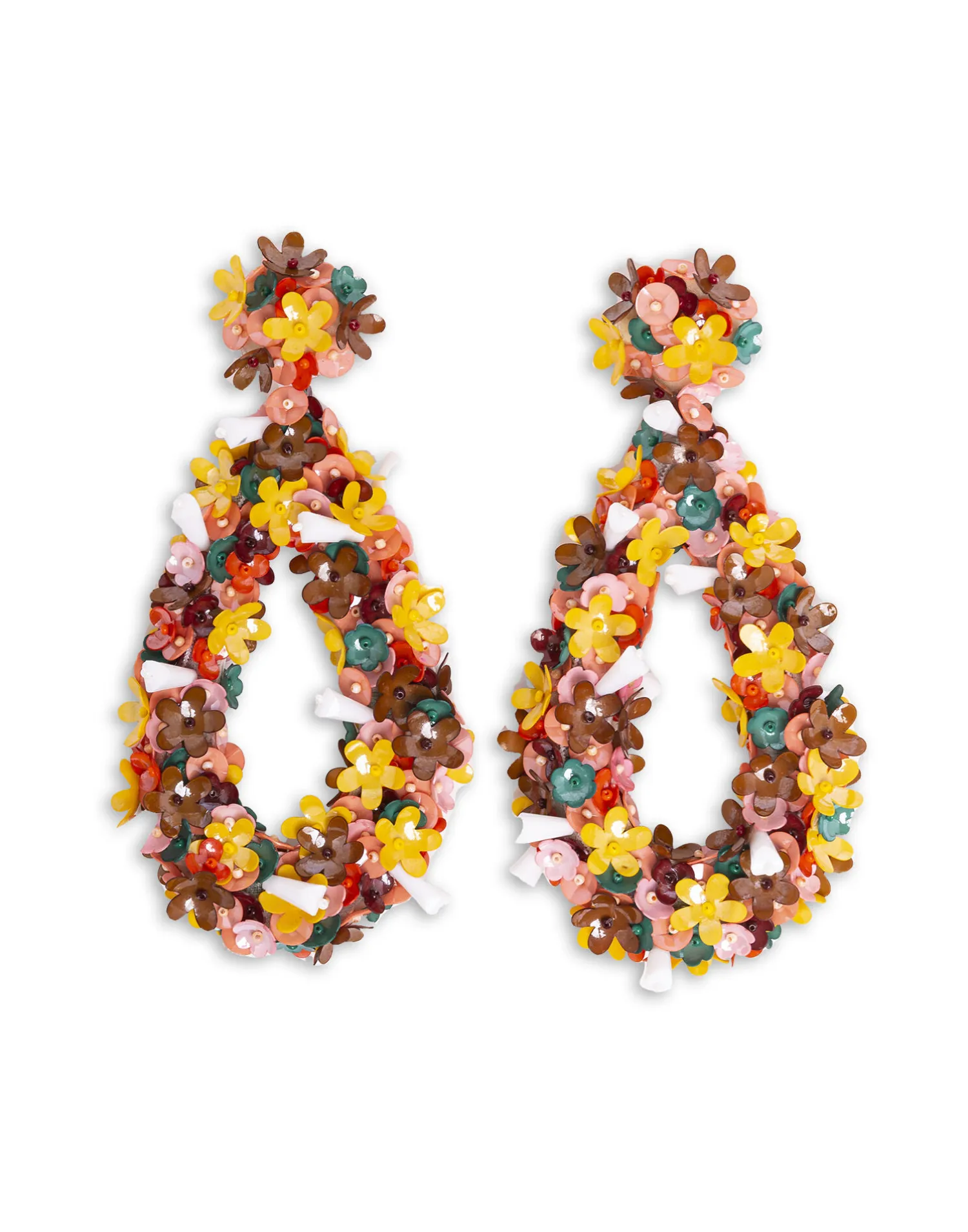 La DoubleJ Bijoux|Accessories<Confetti Hoop EarringsSolid Pink in Macro Flower