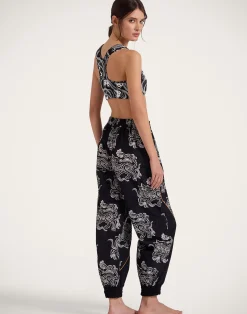 La DoubleJ Loungewear<Court PantsCrazy Tigers Black & White in Nylon