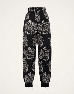 La DoubleJ Loungewear<Court PantsCrazy Tigers Black & White in Nylon