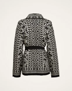 La DoubleJ Maglieria<Cozy CardiganBlack / White in Merino Wool