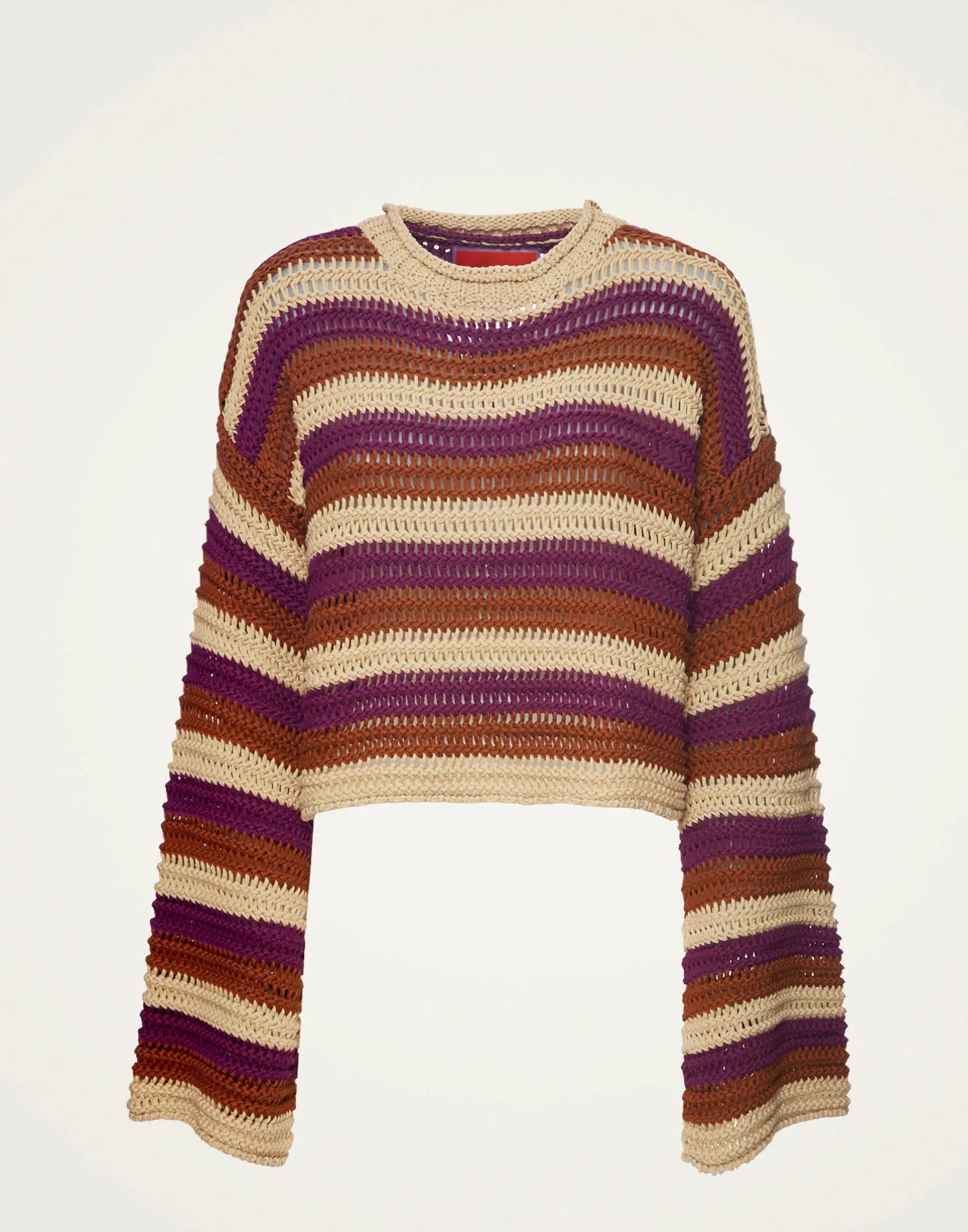 La DoubleJ Maglieria<Crop SweaterMulticolor Ivory in Cable Chain