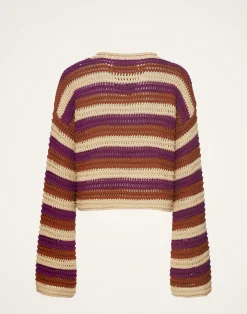 La DoubleJ Maglieria<Crop SweaterMulticolor Ivory in Cable Chain