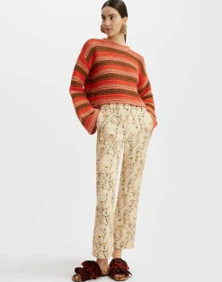 La DoubleJ Maglieria<Crop SweaterMulticolor Red in Cable Chain