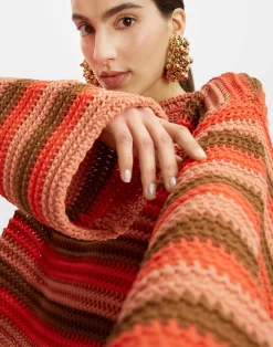 La DoubleJ Maglieria<Crop SweaterMulticolor Red in Cable Chain
