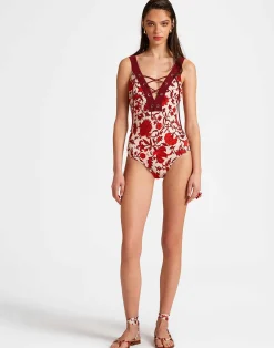 La DoubleJ Moda Mare<Daiquiri SuitDragonflower Mini Red in Lycra