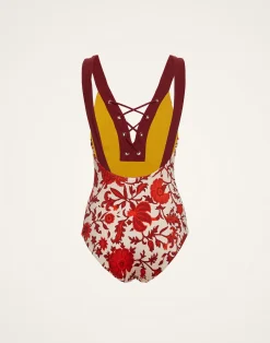 La DoubleJ Moda Mare<Daiquiri SuitDragonflower Mini Red in Lycra