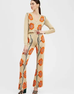 La DoubleJ Maglieria<Daisychain Mini CardiganOrange & Gold in Jacquard Lurex