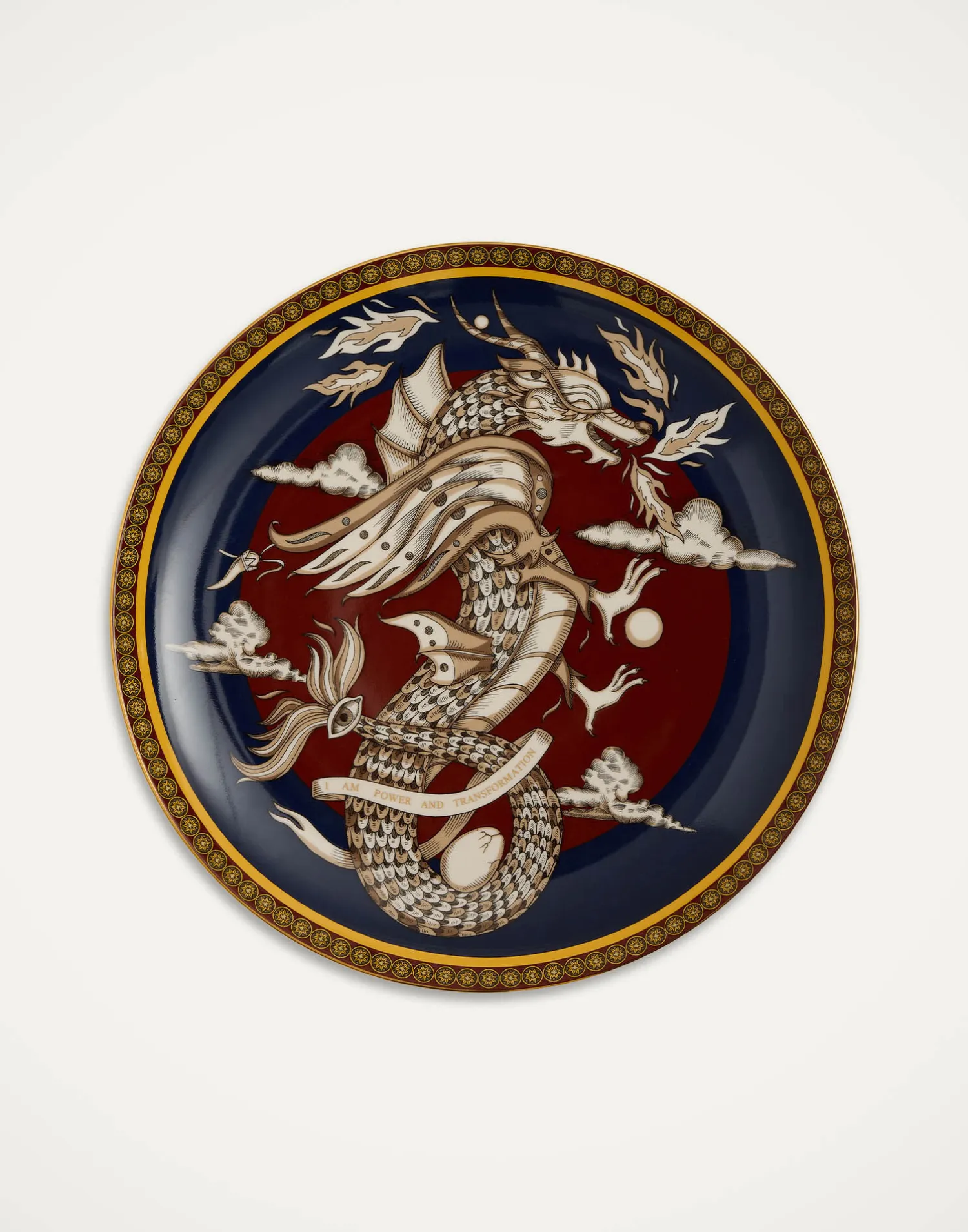 La DoubleJ Home Décor|Tavola<Decorative PlateThe Dragon Midnight Blue in Porcelain