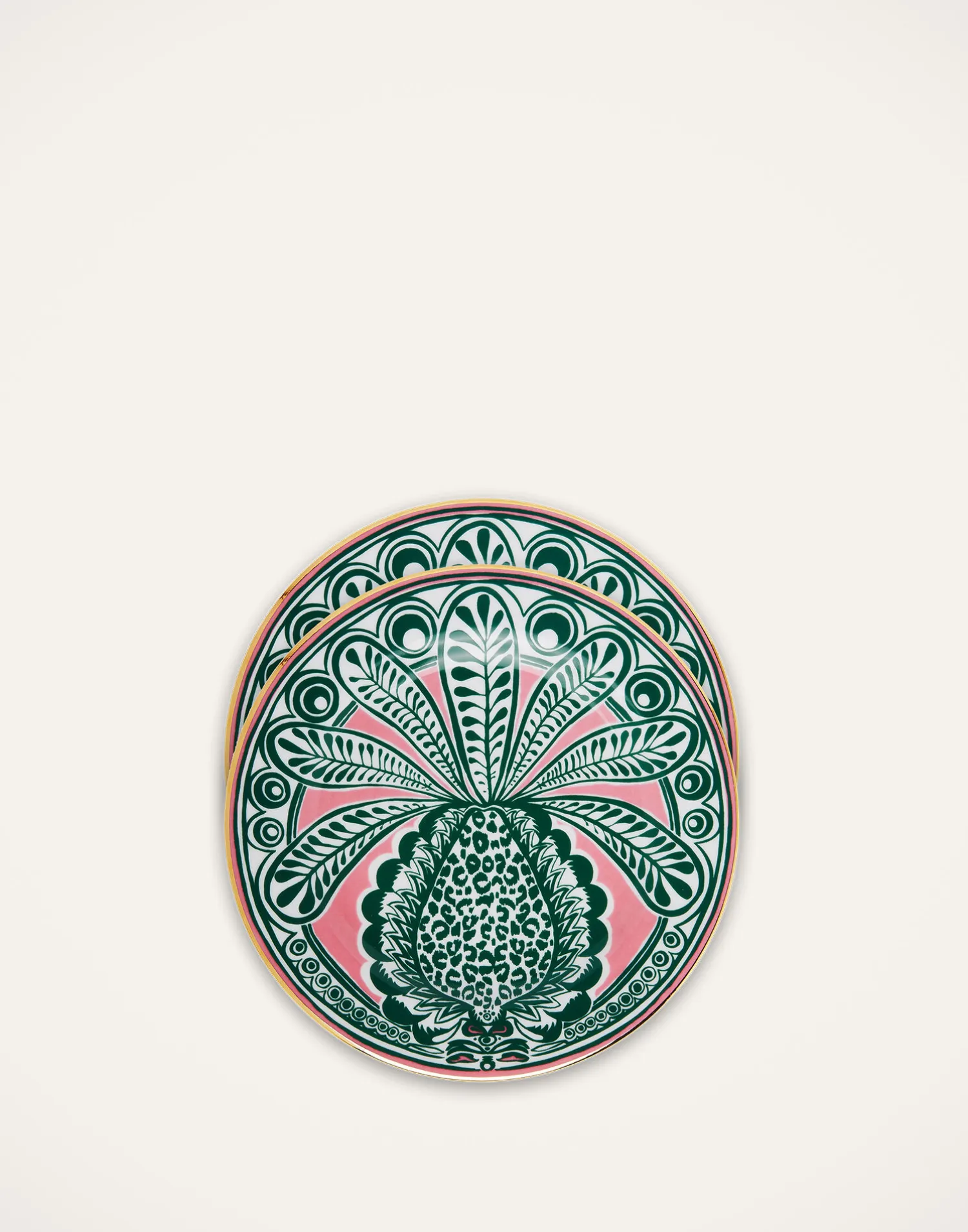 La DoubleJ Piatti Da Dessert & Piattini|Tavola<Dessert Plate Set of 2Big Pineapple Fuxia in Porcelain