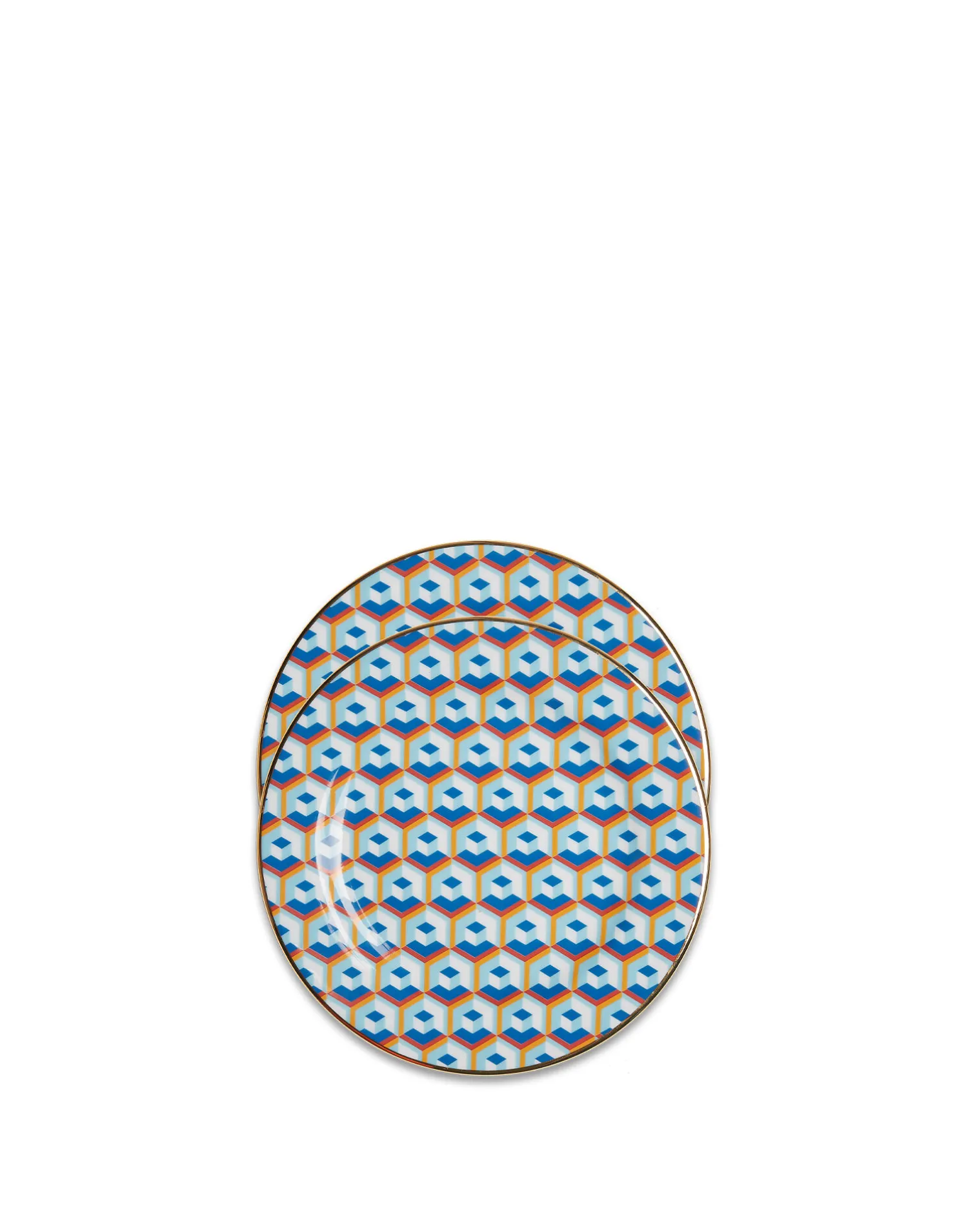 La DoubleJ Piatti Da Dessert & Piattini|Tavola<Dessert Plate Set of 2Cubi Blu in Porcelain