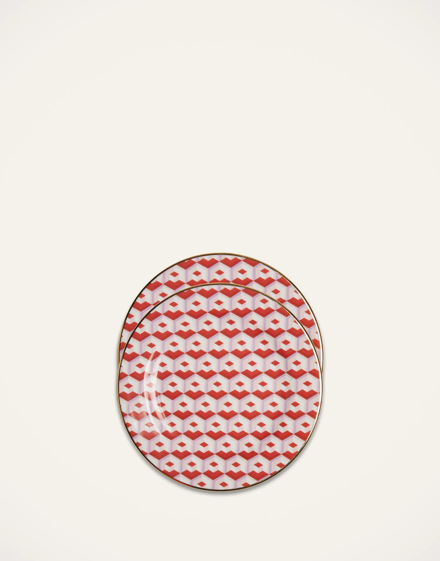 La DoubleJ Piatti Da Dessert & Piattini|Tavola<Dessert Plate Set of 2Cubi Rosso in Porcelain