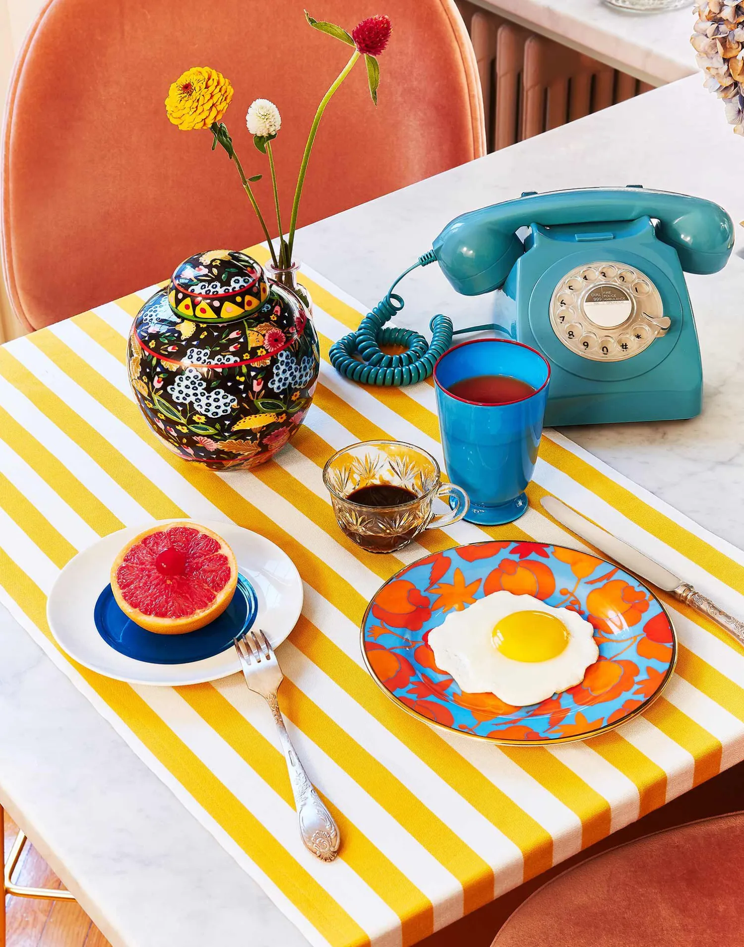 La DoubleJ Piatti Da Dessert & Piattini|Tavola<Dessert Plate Set of 2Wildbird Azzurro/Arancio in Porcelain