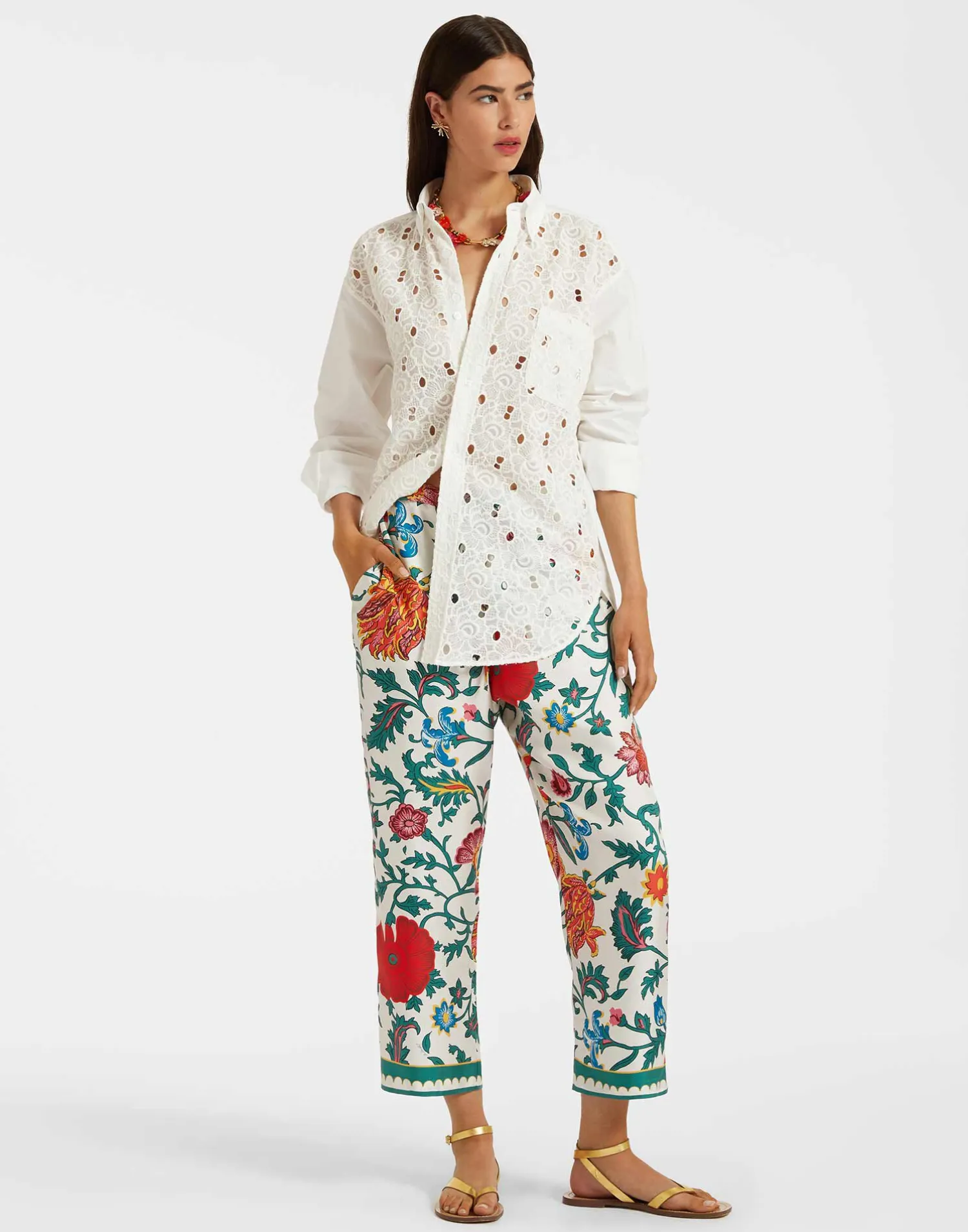 La DoubleJ Pantaloni E Shorts<Drawstring PantsDragonflower Multicolor in Silk Twill