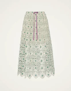 La DoubleJ Gonne<Drawstring SkirtAgua Cream in Macram&eacute;