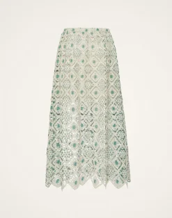 La DoubleJ Gonne<Drawstring SkirtAgua Cream in Macram&eacute;