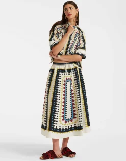 La DoubleJ Gonne<Drawstring SkirtDoric Placée Cream in Cotton Poplin