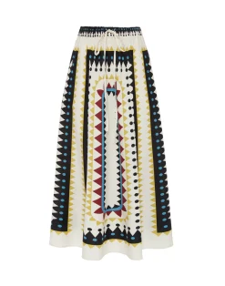 La DoubleJ Gonne<Drawstring SkirtDoric Plac&eacute;e Cream in Cotton Poplin