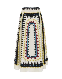 La DoubleJ Gonne<Drawstring SkirtDoric Plac&eacute;e Cream in Cotton Poplin