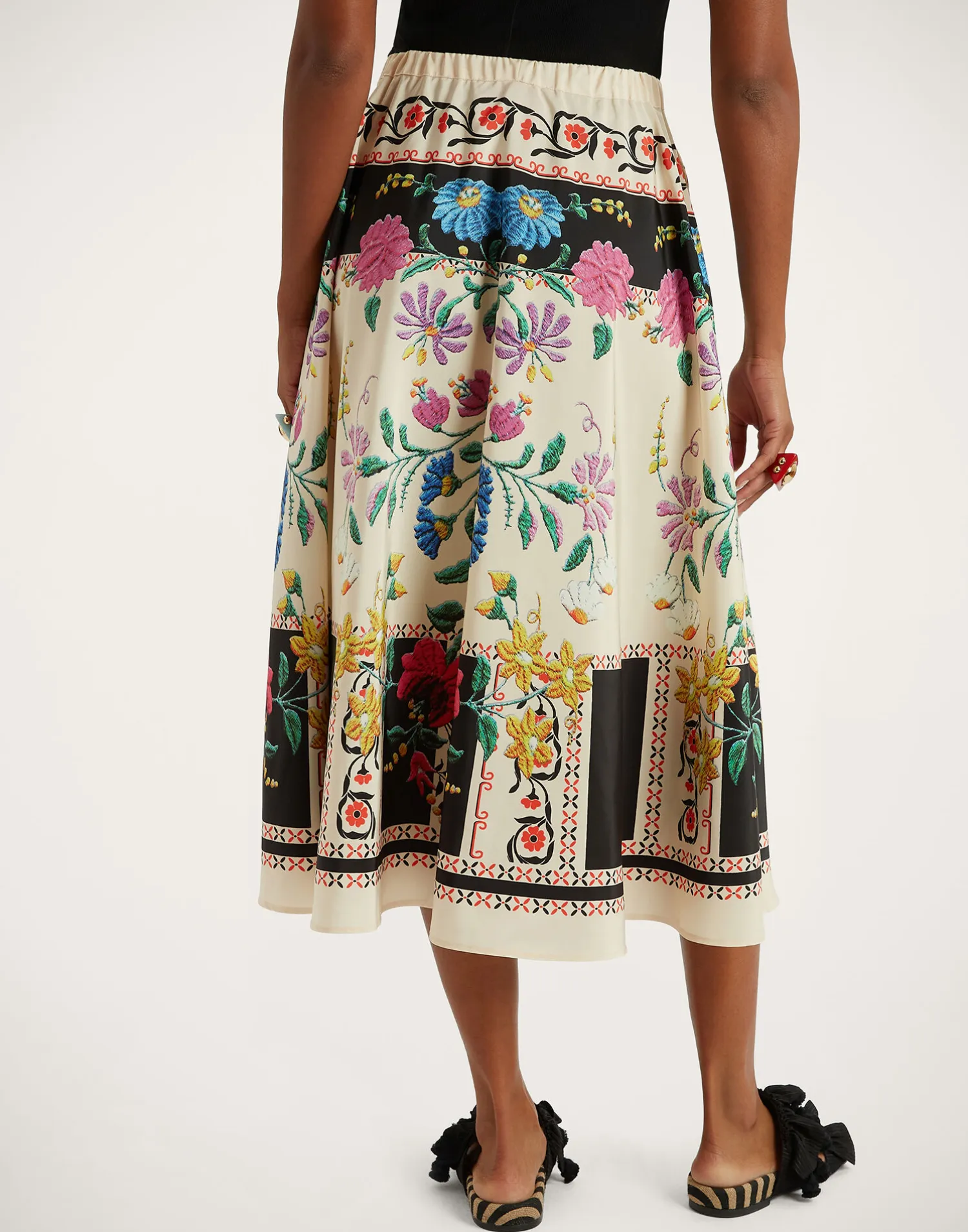 La DoubleJ Gonne<Drawstring SkirtPlaza Placée Ivory in Faille
