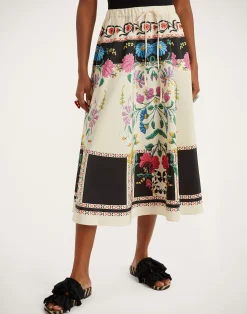 La DoubleJ Gonne<Drawstring SkirtPlaza Placée Ivory in Faille