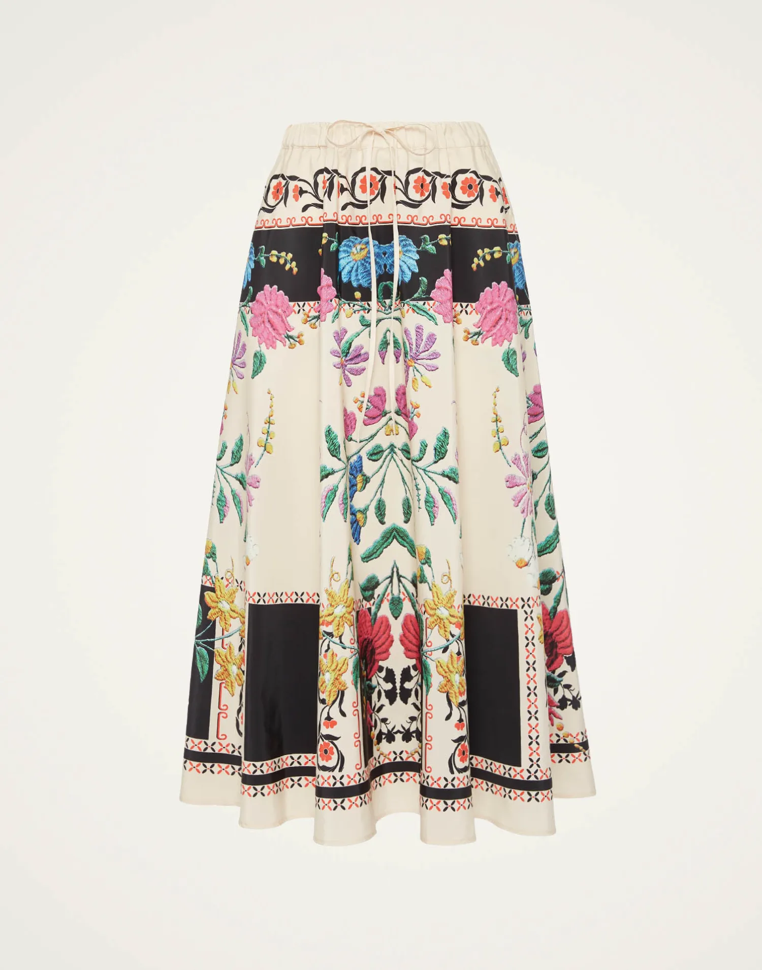 La DoubleJ Gonne<Drawstring SkirtPlaza Placée Ivory in Faille