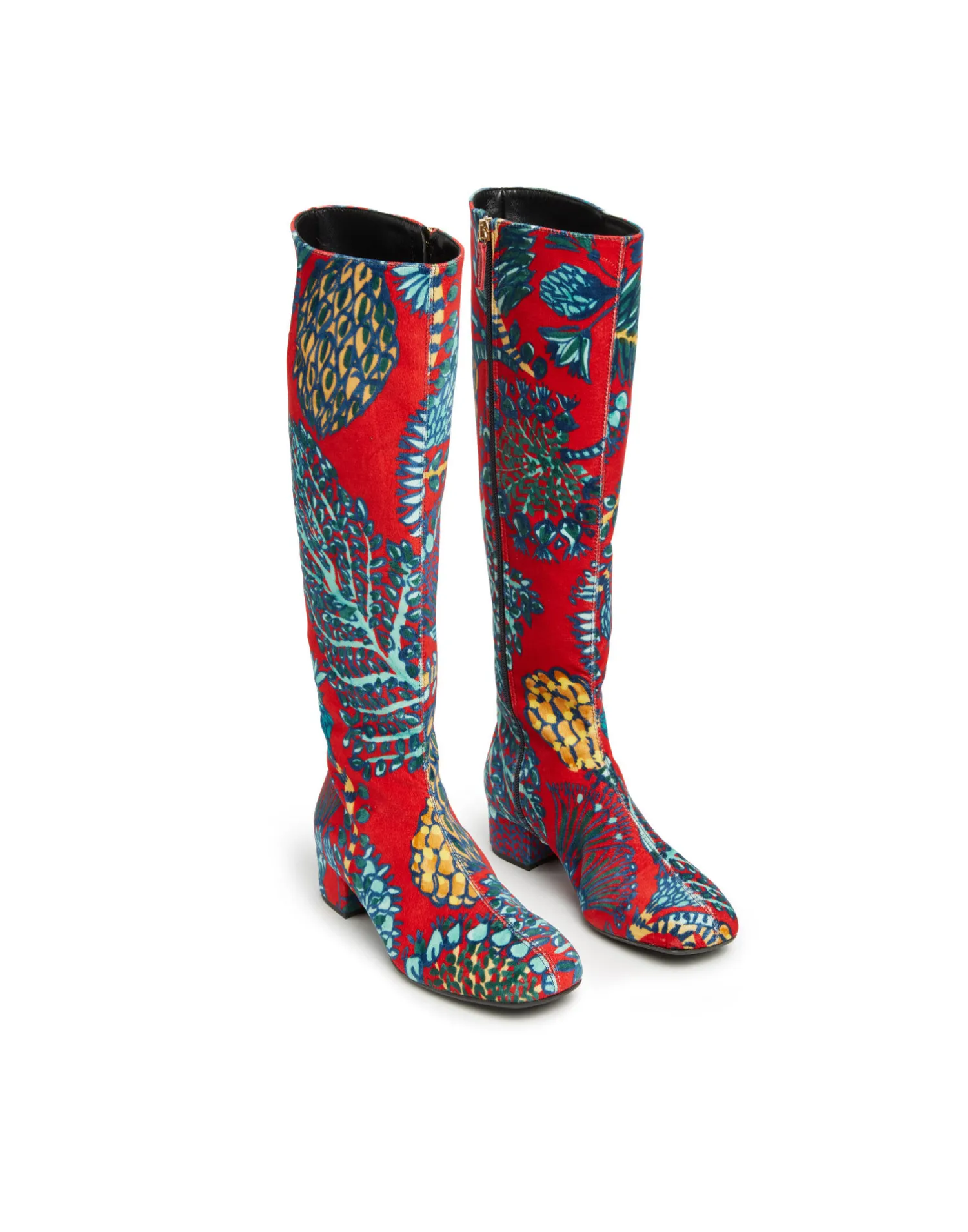 La DoubleJ Scarpe|Accessories<Edie BootsSicomore Red in Cotton Velvet