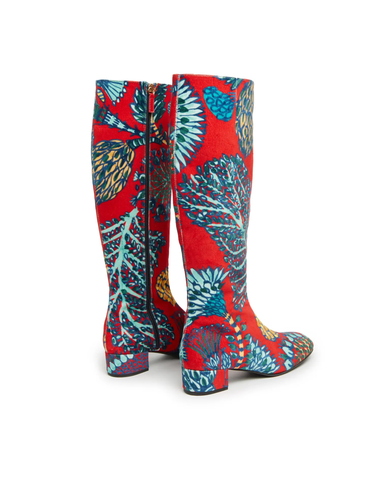 La DoubleJ Scarpe|Accessories<Edie BootsSicomore Red in Cotton Velvet