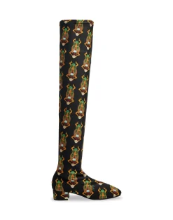 La DoubleJ Scarpe|Accessories<Edie High BootsScarab Black in Elastic Lycra