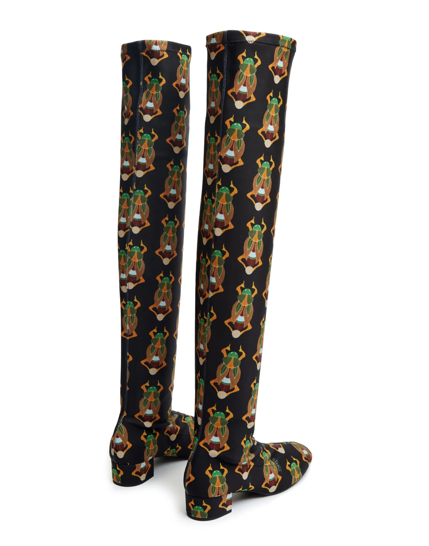 La DoubleJ Scarpe|Accessories<Edie High BootsScarab Black in Elastic Lycra