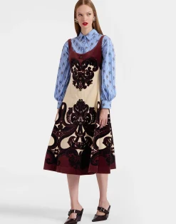 La DoubleJ Party Dressing<Ella Midi DressCorsini Placée Cream in Cotton Velvet