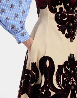 La DoubleJ Party Dressing<Ella Midi DressCorsini Placée Cream in Cotton Velvet