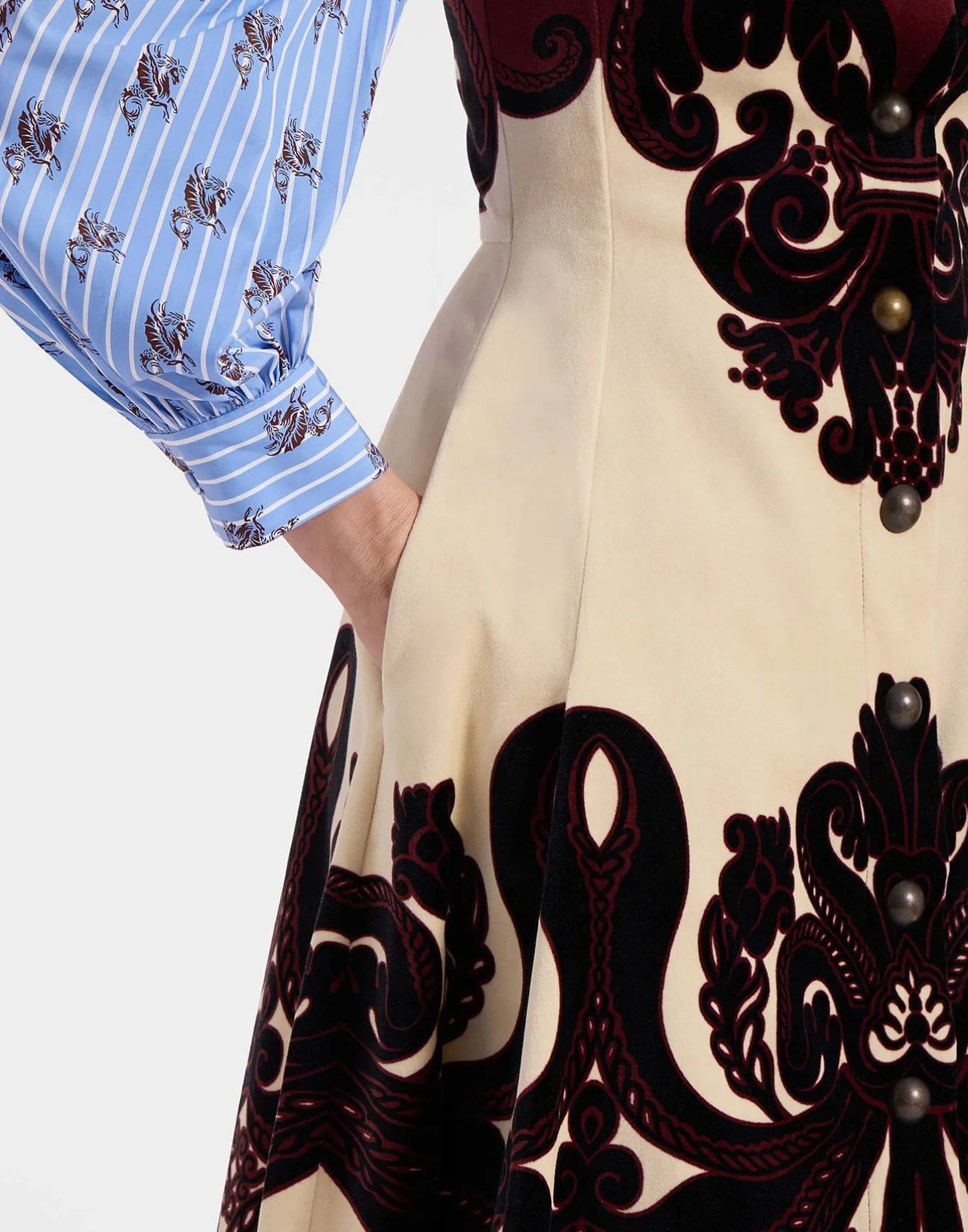 La DoubleJ Party Dressing<Ella Midi DressCorsini Placée Cream in Cotton Velvet