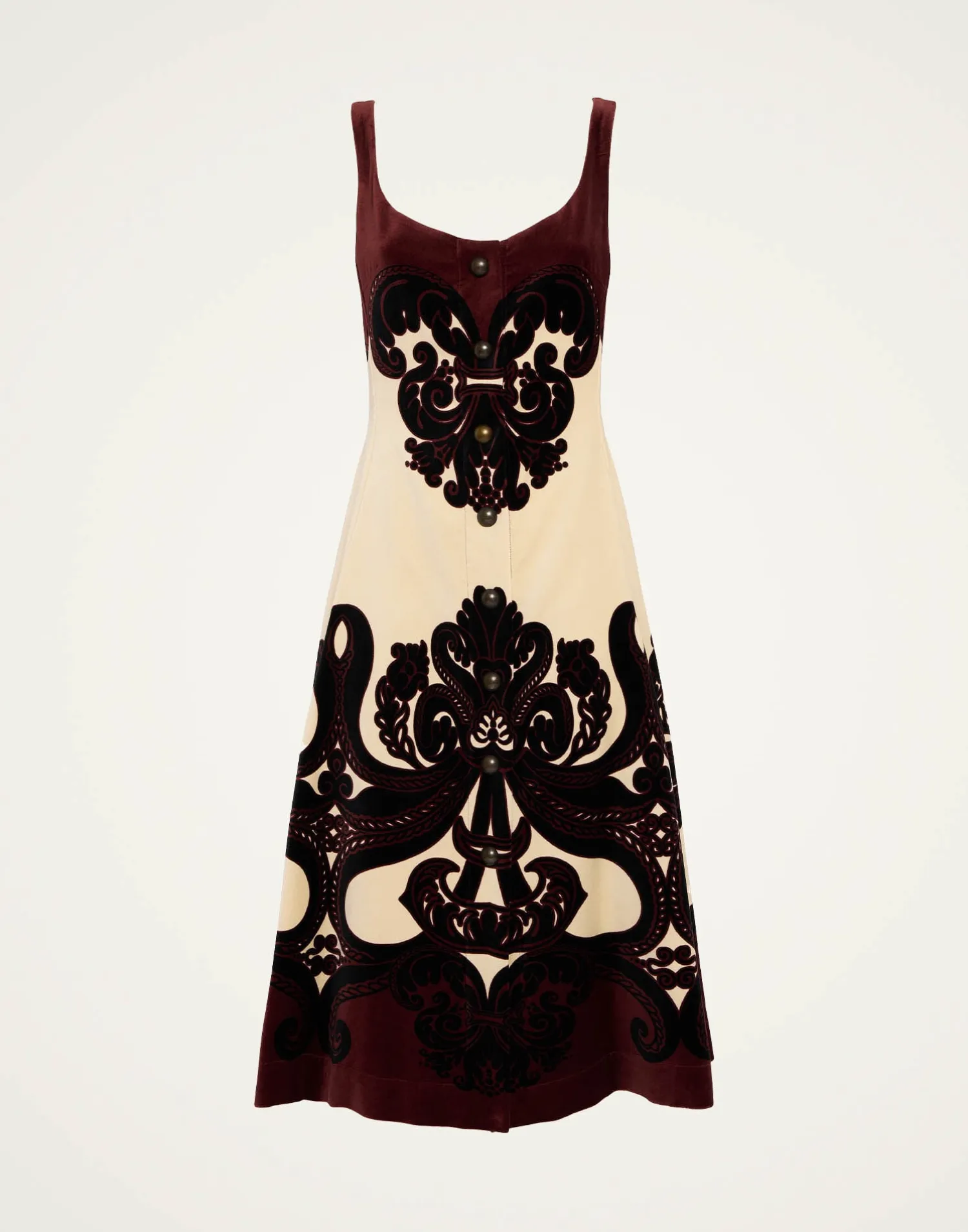 La DoubleJ Party Dressing<Ella Midi DressCorsini Placée Cream in Cotton Velvet