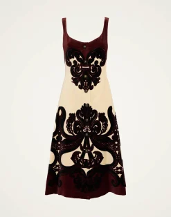 La DoubleJ Vestiti<Ella Midi DressCorsini Plac&eacute;e Cream in Cotton Velvet