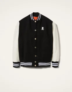 La DoubleJ Felpe E Magliette|Capispalla<Embroidered Sisterhood Varsity BomberSolid Black in Jersey