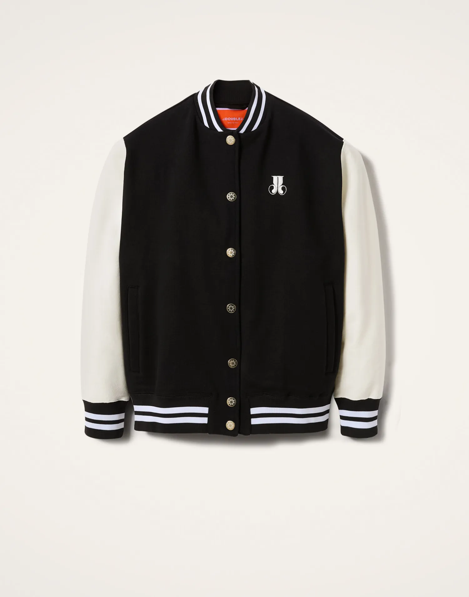 La DoubleJ Felpe E Magliette|Capispalla<Embroidered Sisterhood Varsity BomberSolid Black in Jersey