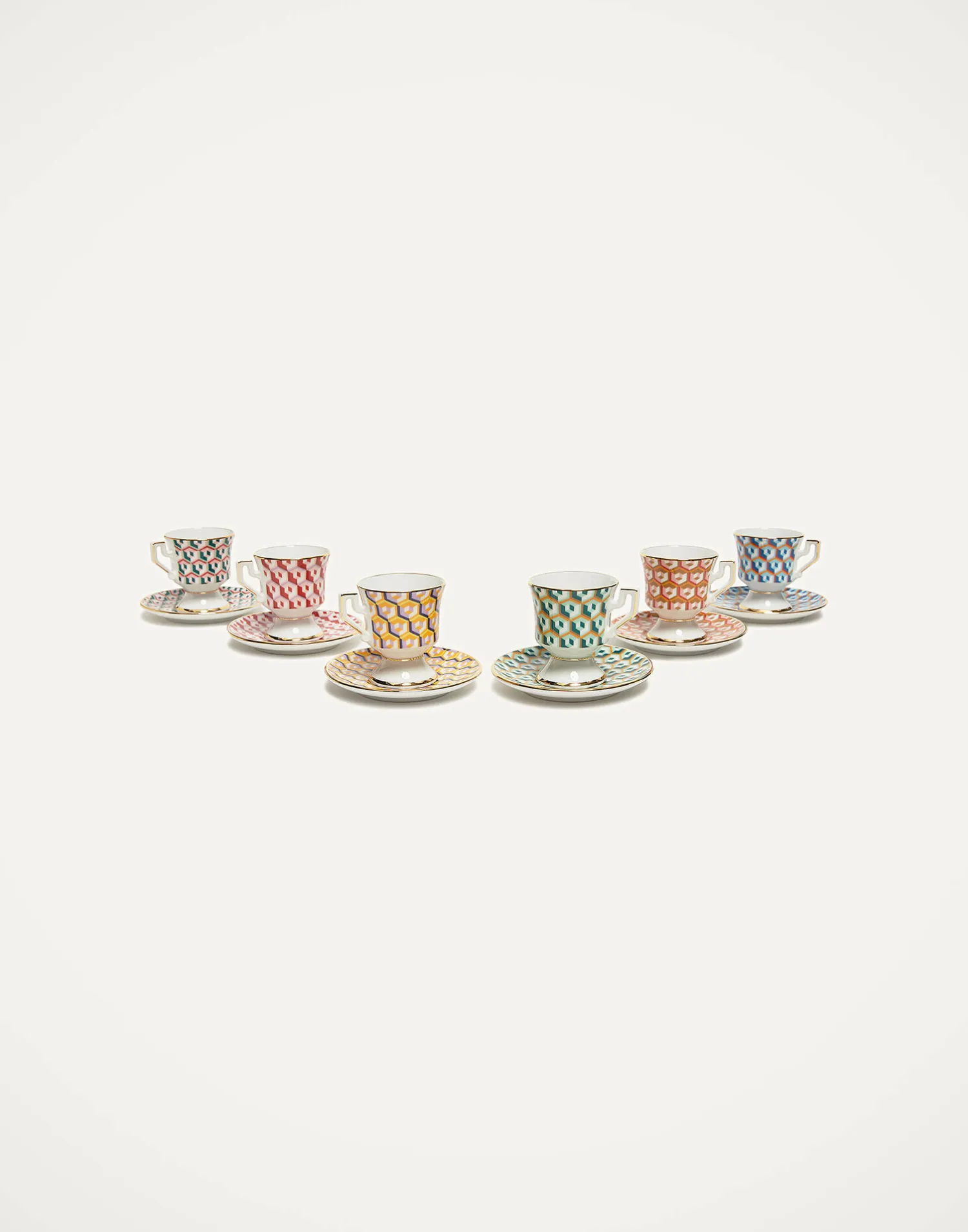 La DoubleJ Set Da Te E Caffe|Tavola<Espresso Cup & Saucer Set of 6Cubi Mix in Porcelain
