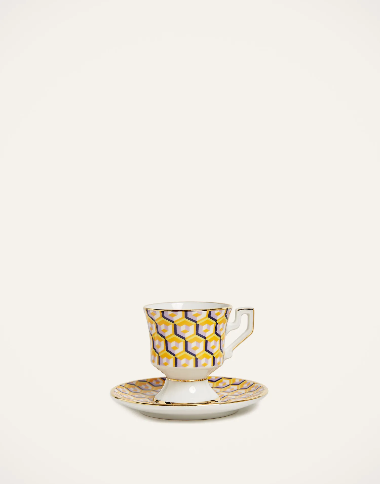La DoubleJ Set Da Te E Caffe|Tavola<Espresso Cup & Saucer Set of 2Cubi Giallo in Porcelain