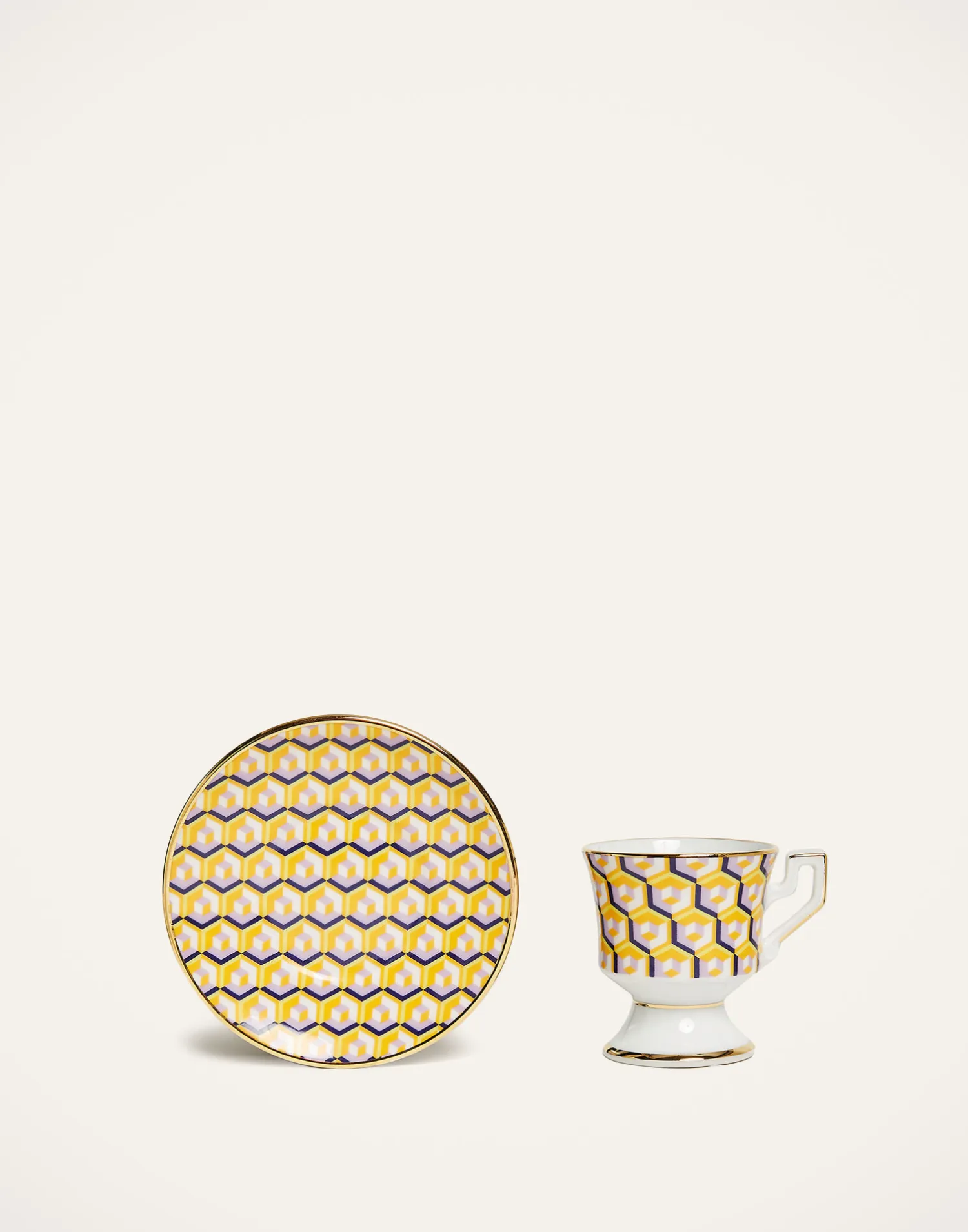 La DoubleJ Set Da Te E Caffe|Tavola<Espresso Cup & Saucer Set of 2Cubi Giallo in Porcelain
