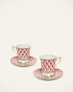 La DoubleJ Set Da Te E Caffe|Tavola<Espresso Cup & Saucer Set of 2Cubi Rosso in Porcelain