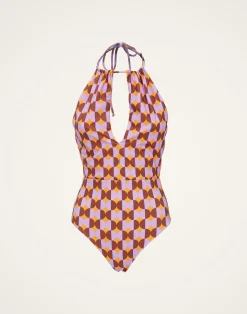 La DoubleJ Moda Mare<Esther SwimsuitMezzaluna Orange in Lycra